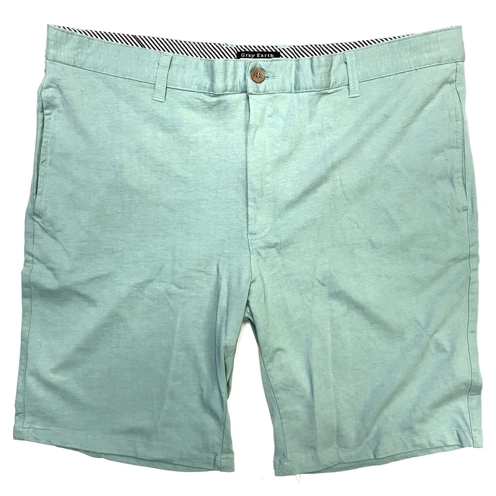 Gray Earth Men's Spearmint Green Flat Front 100% Cotton Chino Shorts Size 40